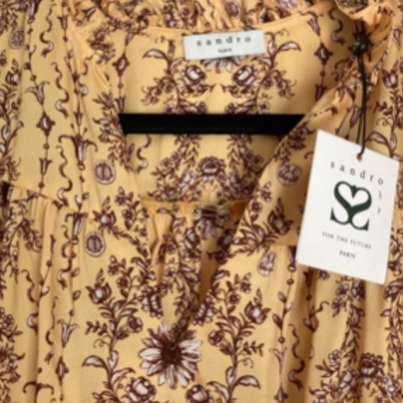 ⭐️💛 NWT💛⭐️ Sandro dress Women's Suzette Floral Frill Neck Dress MULTIPLE SIZES - Picture 5 of 5
